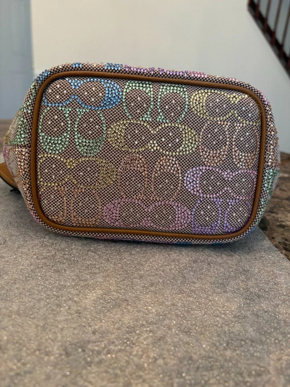 Coach Kisslock Frame Bag 16 In Crystal Signature Jacquard (Rainbow/Candy Multi) - Picture 6 of 16